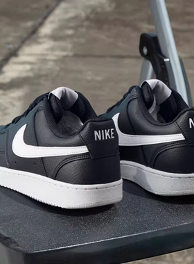 耐克男鞋25冬季新款COURT VISION复古运动鞋休闲鞋黑色板鞋DH2987