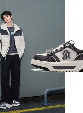 MLB板鞋男女鞋25冬季新款鞋子张凌赫同款老花厚底休闲鞋3ASXP025N