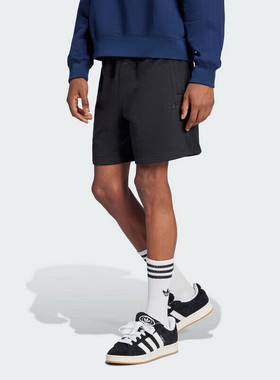 阿迪达斯黑色短裤男裤宽松运动裤跑步裤子休闲裤透气五分裤JC9577