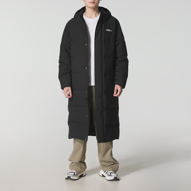 阿迪达斯官网旗舰长款连帽羽绒服男装女装保暖运动服外套羽绒夹克