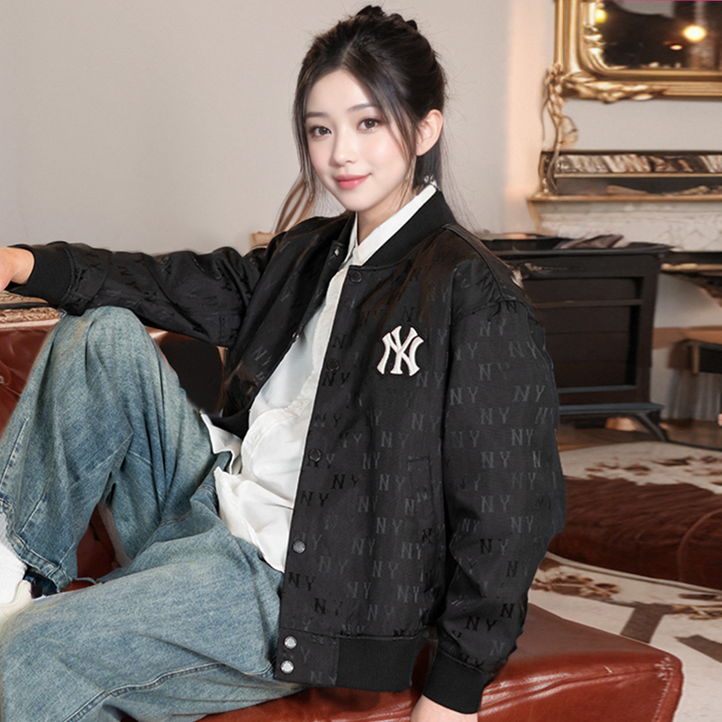 MLB官方 复古老花外套男女同款新款棒球服运动服情侣休闲夹克上衣