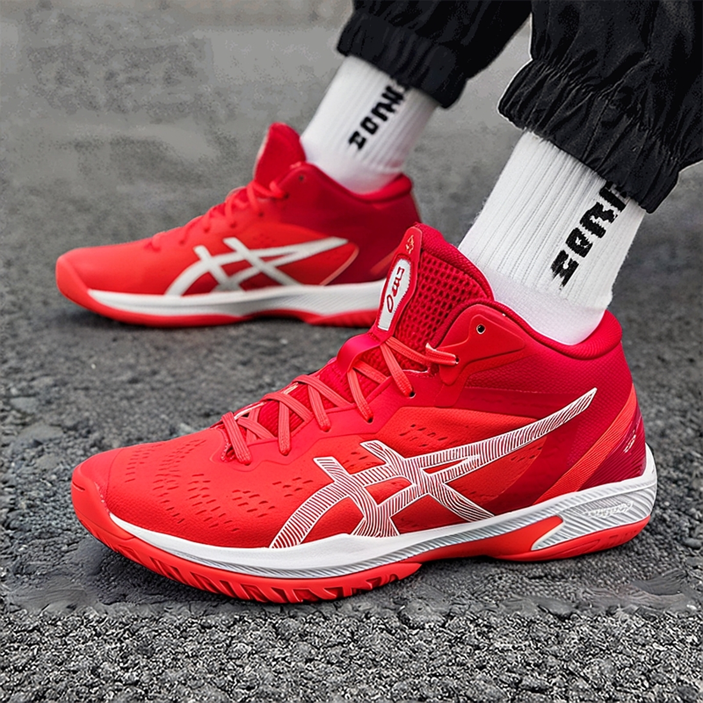 ASICS亚瑟士男鞋秋季新款减震篮球鞋GELHOOP V16红色运动鞋训练鞋