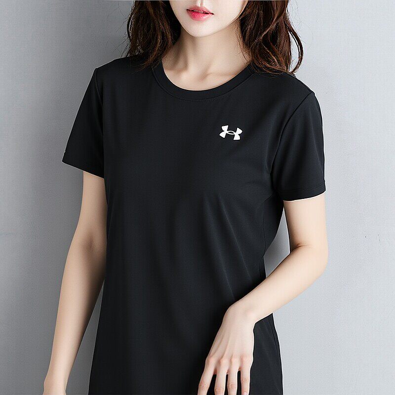 UA安德玛官网速干t恤女装2026新款黑色跑步健身圆领半袖运动短