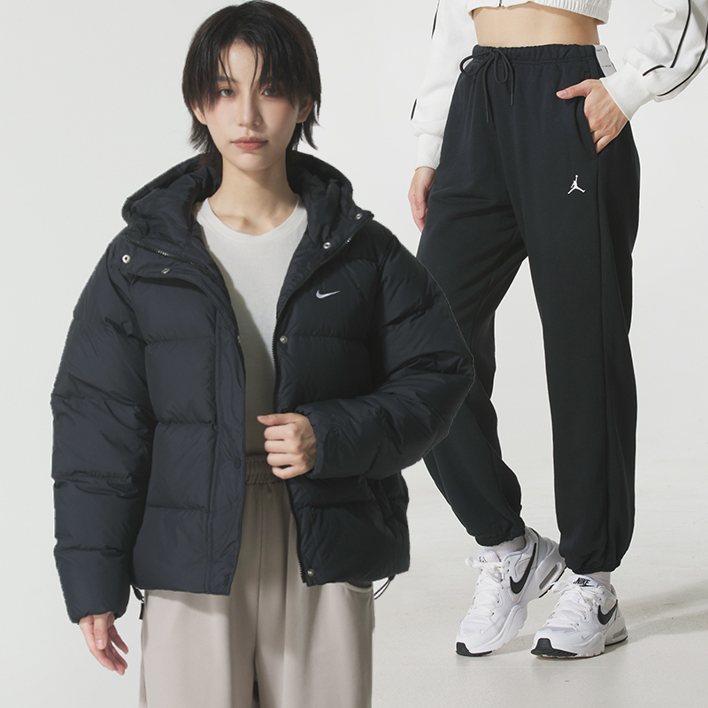 Nike耐克运动套装女装2025秋季新款连帽防风羽绒服休闲训练束脚裤