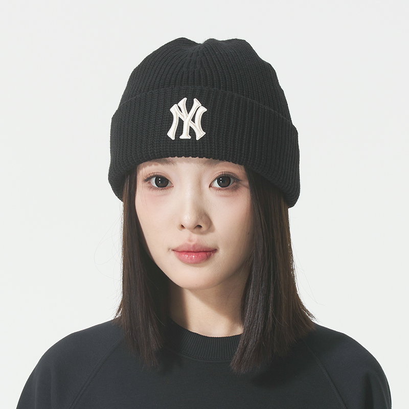 MLB官方线帽男帽女帽NY刺绣大标保暖冷帽针织休闲户外情侣运动帽