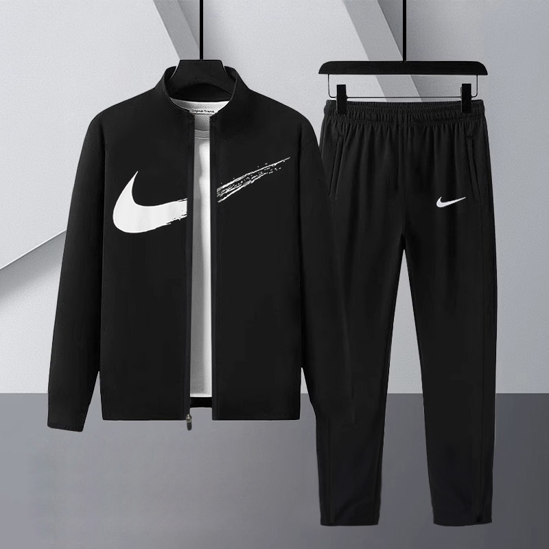 Nike耐克运动套装男装夏季速干立领外套直筒裤子梭织长裤两件套