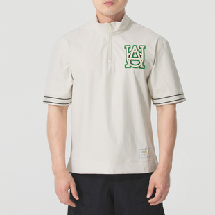 UA安德玛立领短袖男装跑步运动服白色休闲T恤健身训练服男士半袖