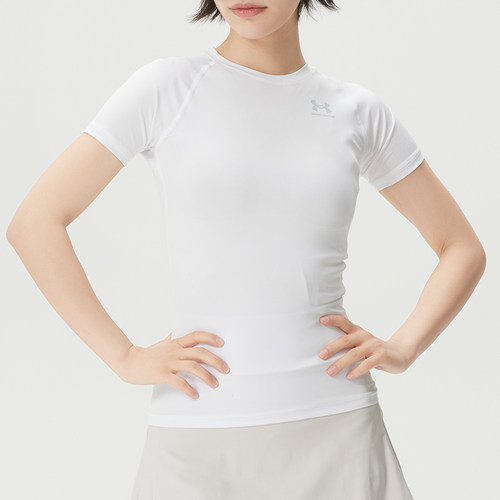 幸运叶子丨UA安德玛夏季新款女子训练跑步健身瑜伽紧身白色短袖t