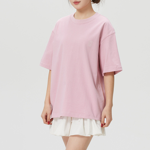 MLB官方 粉色短袖男装女装2026新款宽松圆领半袖情侣T恤衫运动服