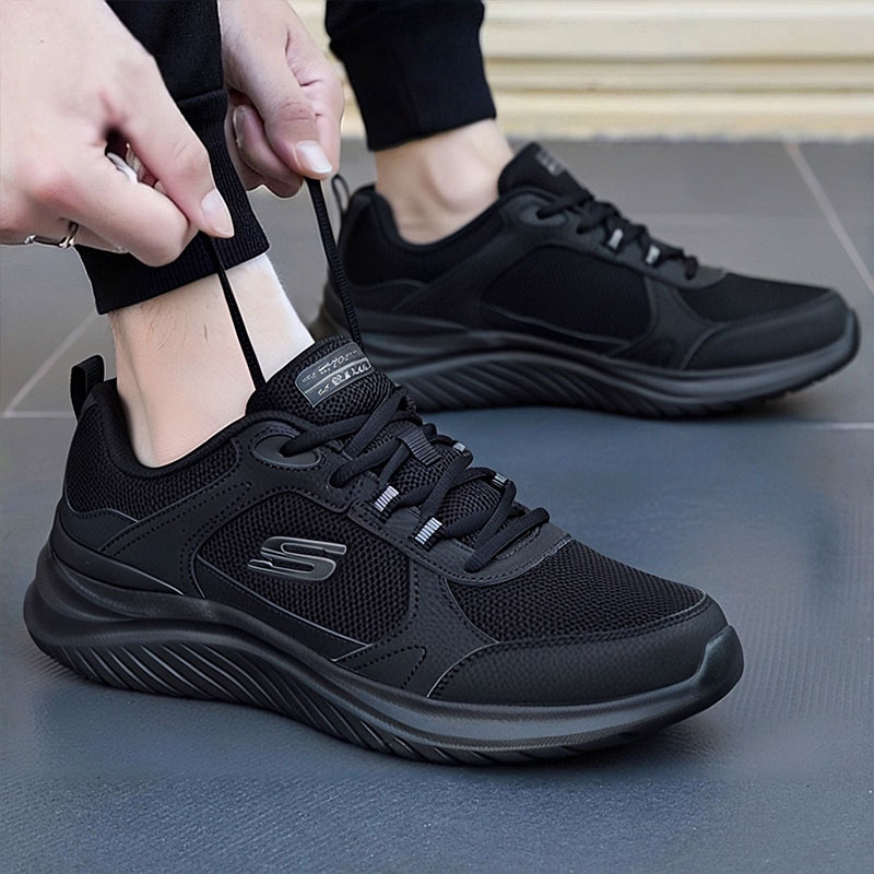 斯凯奇官方正品男鞋2025冬季新款运动鞋减震透气鞋子黑武士跑步鞋