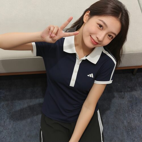 幸运叶子|阿迪达斯POLO衫女运动休闲藏青蓝快干短袖T恤KD7597