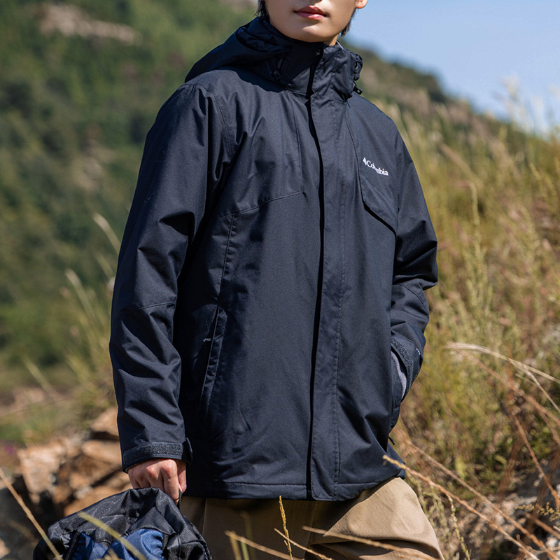 哥伦比亚摇粒绒三合一冲锋衣男装冬季新款保暖户外外套防风运动服