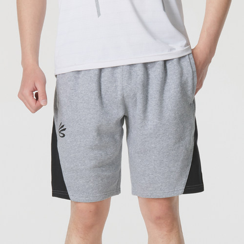 安德玛UA加绒针织短裤男裤秋季新款保暖训练运动裤健身宽松五分裤