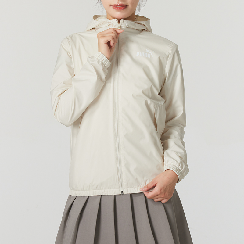PUMA彪马梭织外套女装秋季新款连帽运动服防风跑步夹克上衣672909