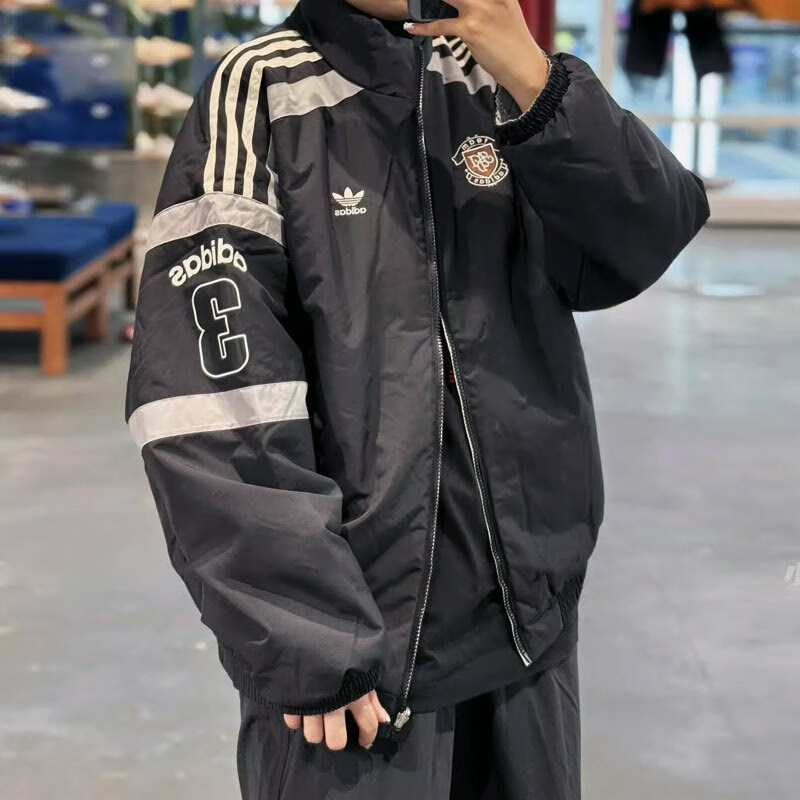 阿迪达斯三叶草2025秋冬新款女装两面穿棉服运动服保暖棉服KC0