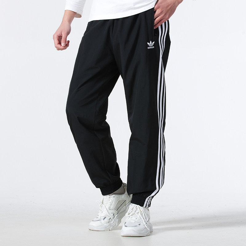 阿迪达斯三叶草梭织长裤男2026夏季新款三条纹运动卫裤复古束脚裤