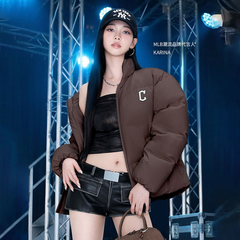 MLB官方 KARINA同款女款短款韩系保暖羽绒服25季新款DJB04