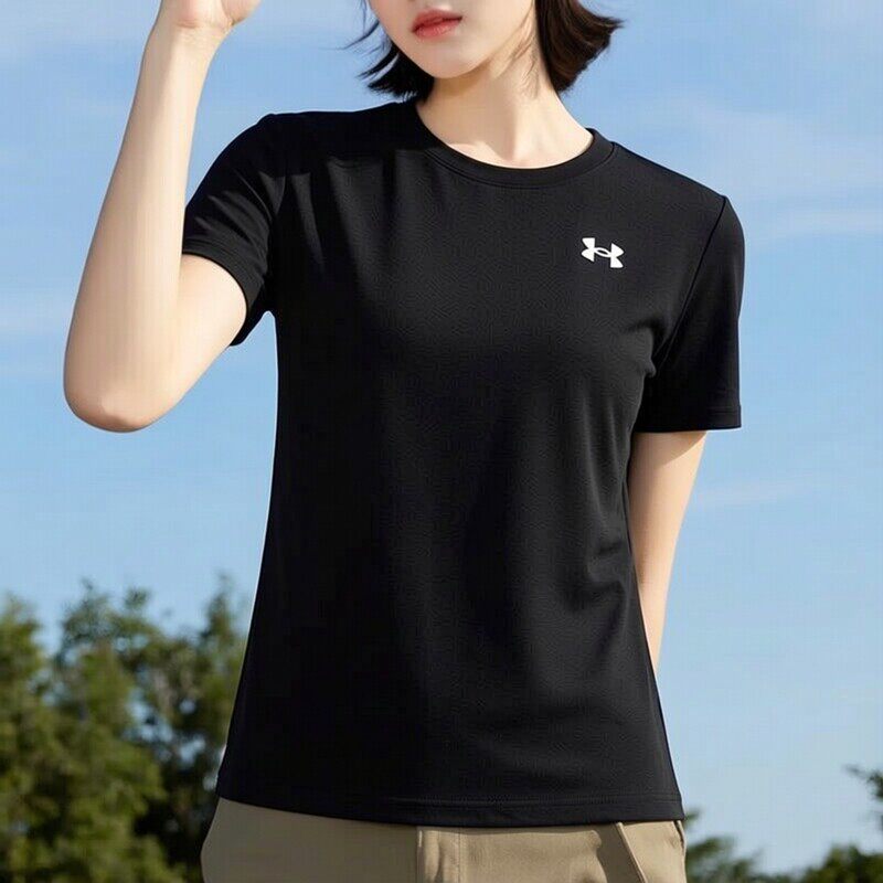 UA安德玛速干T恤女装2026夏季新款黑色跑步体恤健身瑜伽运动短