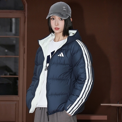 阿迪达斯羽绒服女装2025冬季新款两面穿鸭绒外套女士正品运动夹克