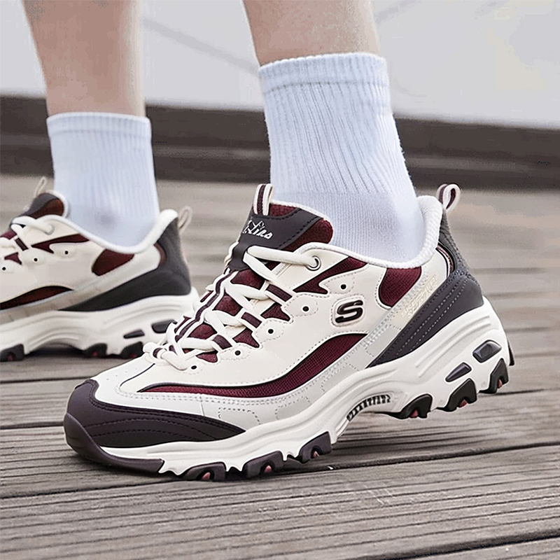 斯凯奇闪穿熊猫鞋女鞋冬季新款一脚蹬穿脱休闲鞋厚底老爹鞋运动鞋