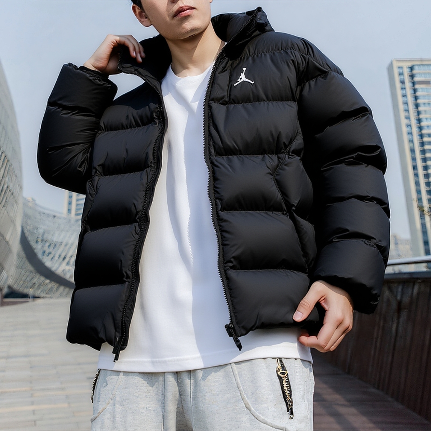 耐克NIKE正品棉服男2025冬新款防风连帽运动服跑步休闲加厚保暖服