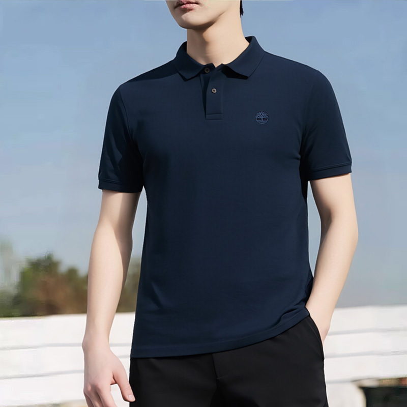 Timberland添柏岚官方POLO衫男士宽松运动服纯棉翻领短袖T恤A24H2