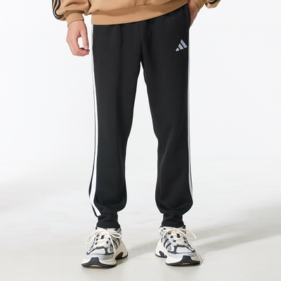 阿迪达斯男裤2025冬季新款运动裤休闲针织加绒长裤跑步裤JD1861