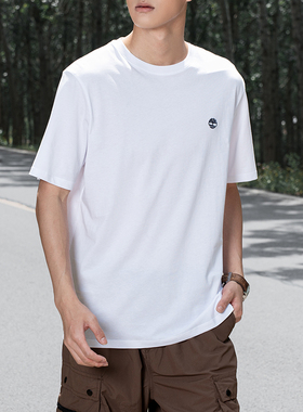 Timberland添柏岚白色宽松短袖男装秋季新款圆领休闲T恤运动服潮