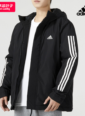 阿迪达斯连帽棉服外套男秋冬新款运动服休闲棉衣棉袄夹克男IP2537