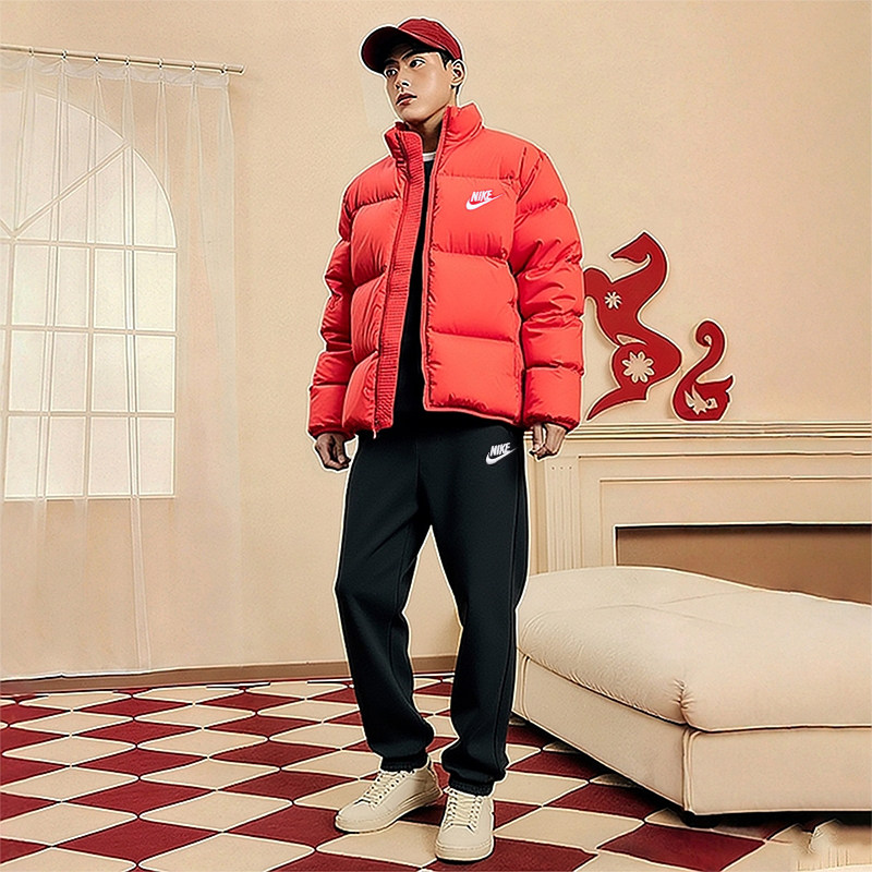 NIKE耐克运动套装男装运动服面包服羽绒服外套夹克束脚加绒长裤