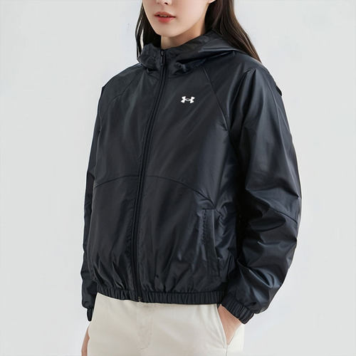 UA安德玛外套女士新款户外冲锋防风衣健身运动跑步服连帽夹克开衫