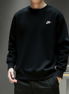 NIKE耐克圆领卫衣男装秋季新款黑色宽松套头衫休闲运动服潮FN3889