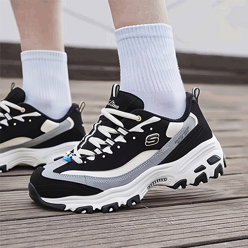 斯凯奇闪穿女鞋熊猫鞋2025冬季新款厚底老爹鞋女士休闲鞋运动鞋子