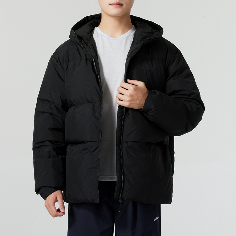 阿迪达斯连帽羽绒服男冬季新款保暖面包服宽松外套运动服JG5940