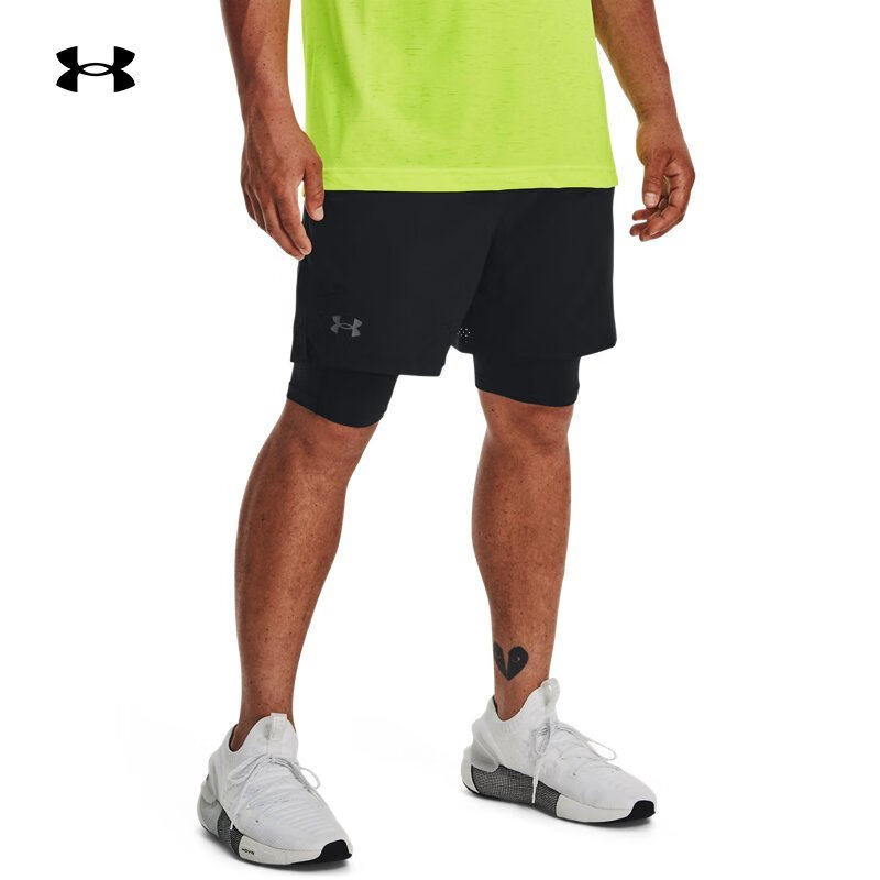UA安德玛短裤二合一男跑步裤子官方旗舰运动裤速干梭织健身训练裤