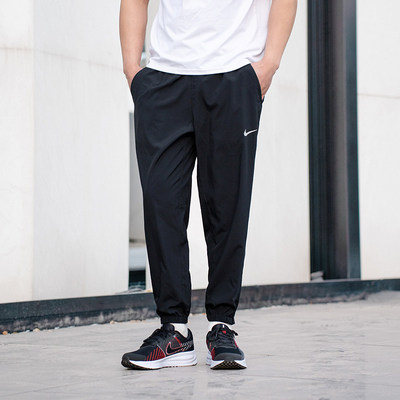 NIKE耐克男子裤子DF FORM黑色跑步训练运动裤快干休闲长裤FB7498