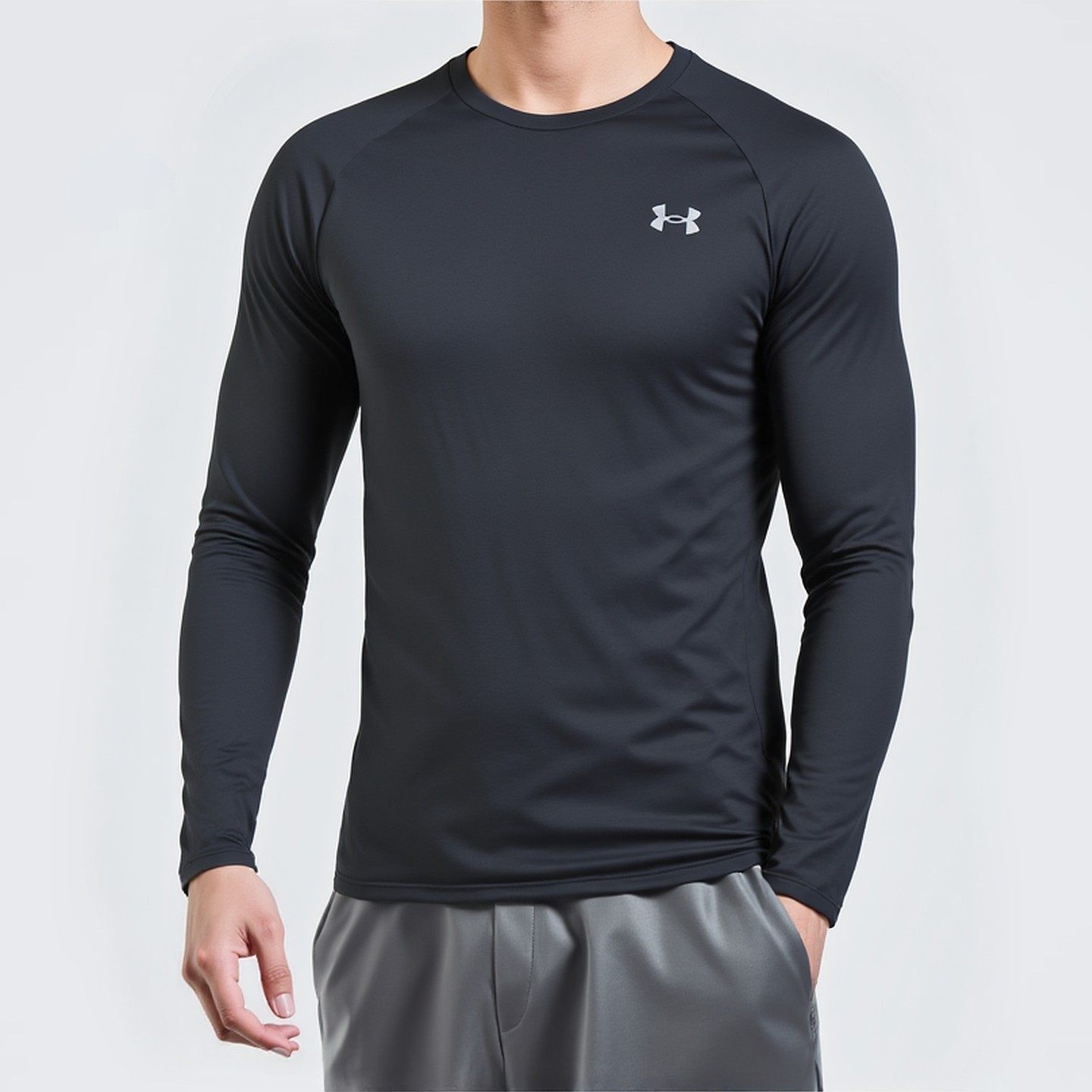 UA安德玛快干长袖T恤男春季新款圆领打底衫跑步运动服健身训练服