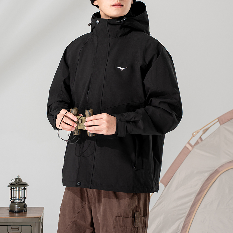 美津浓男装女装三合一梭织夹克防风保暖连帽外套情侣户外登山服