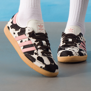 adidas阿迪达斯三叶草女鞋SAMBA OG奶牛纹运动T头鞋休闲鞋KK2238