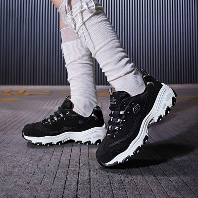 斯凯奇官方旗舰店女鞋冬季运动鞋熊猫鞋厚底老爹鞋轻便减震休闲鞋