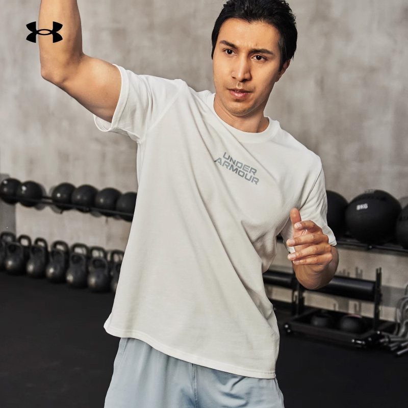 安德玛UA男装运动服跑步健身训练服透气短袖圆领T恤休闲半截袖