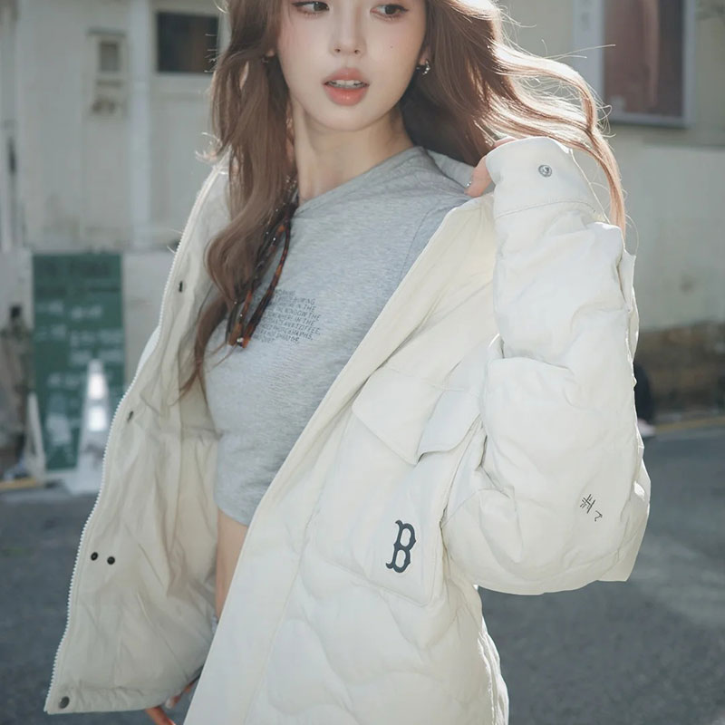 MLB官方 保暖羽绒服男装女装新款防风立领夹克薄款羽绒外套运动服