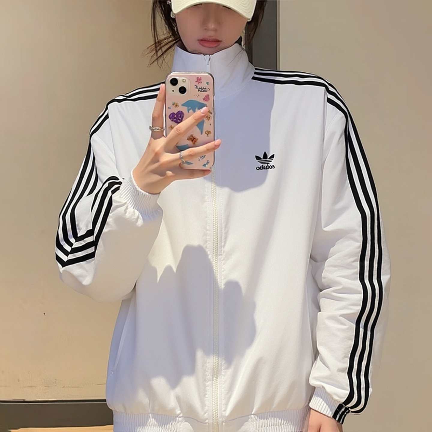 阿迪达斯三叶草立领梭织外套女装男装秋季三条纹运动服宽松夹克