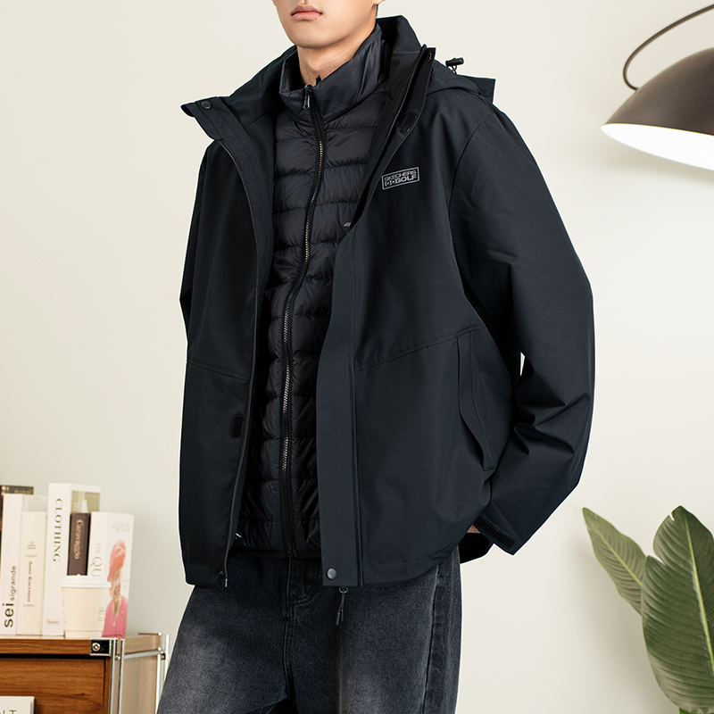 斯凯奇三合一羽绒内胆夹克男2025冬季新款保暖运动服连帽宽松外套