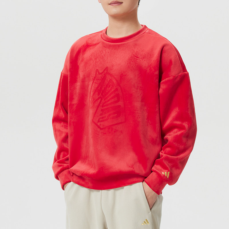 阿迪达斯红色加绒卫衣男装新年款圆领套头衫休闲运动服上衣KE4069,运动服/休闲服装,运动卫衣/套头衫,淘宝优惠券,粉丝福利购,淘宝优惠卷