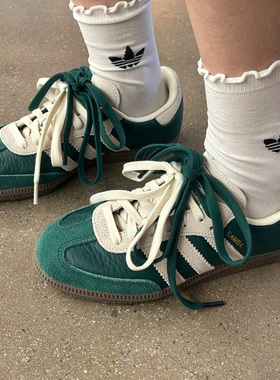 阿迪达斯SAMBA OG男鞋女鞋2025新款T头鞋圣诞运动鞋绿色休闲鞋女