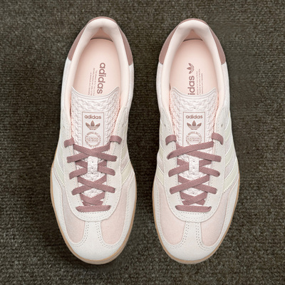 阿迪达斯粉色德训鞋女鞋2025冬季新款运动鞋低帮休闲鞋三叶草鞋子