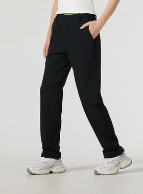 LANBU蓝步弹力长裤女裤秋季新款女士运动裤直筒裤黑色裤子休闲裤