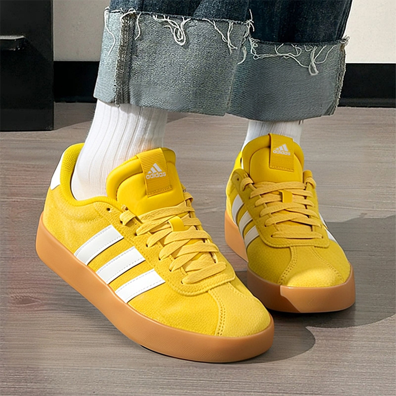 阿迪达斯德训鞋男鞋女鞋冬季新款VL COURT 3.0黄色低帮板鞋T头鞋