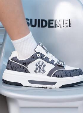 MLB官方 男鞋女鞋板鞋厚底满印老花学长鞋2025冬季新款鞋子SXP02